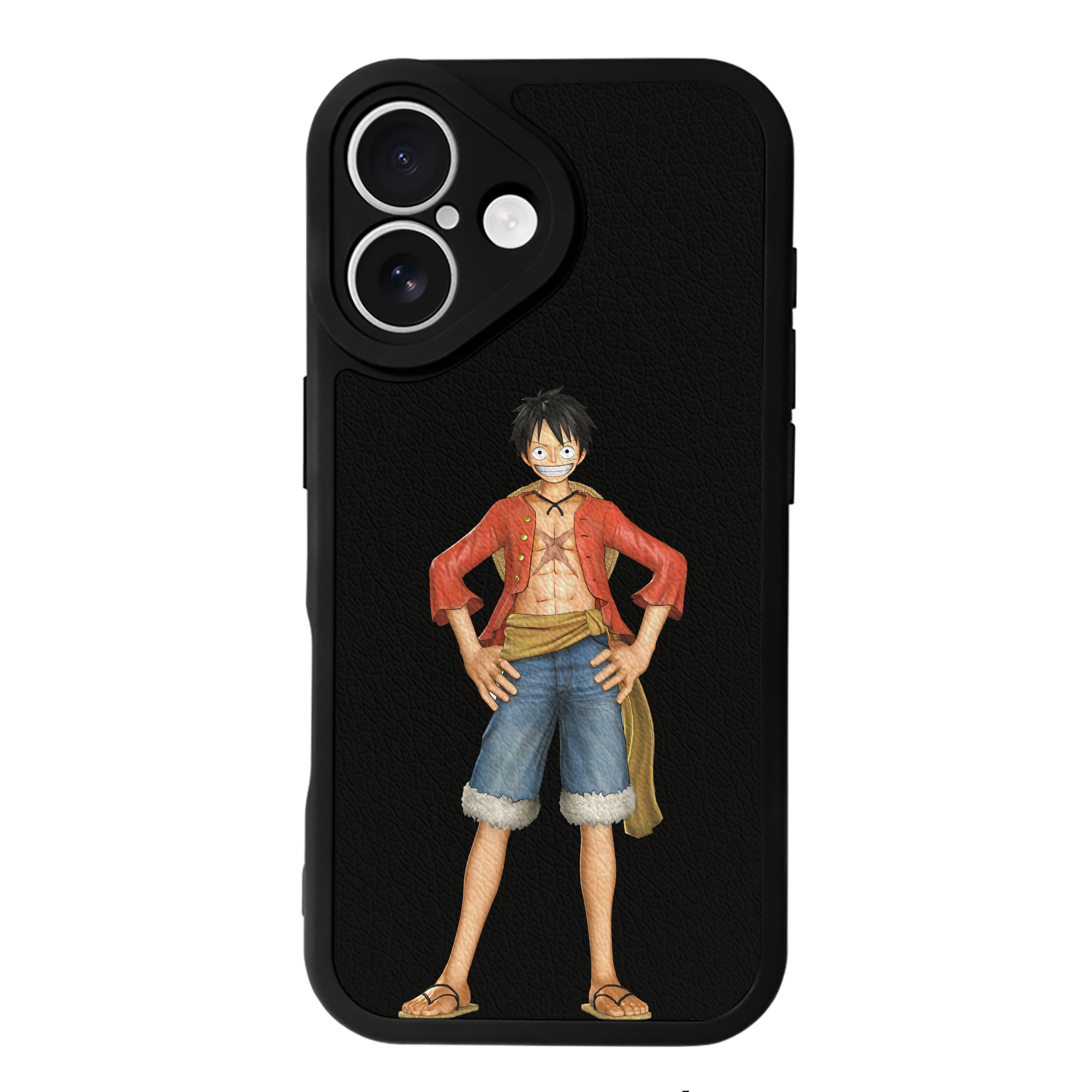 （画像用） ワンピース モンキー・D・ルフィ ONE PIECE Monkey D. Luffy 【iPhone 16シリーズ対応】シリコンスマホケース（レザー調） 材質：シリコン